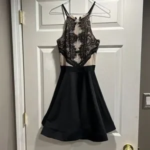 black and tan dresses Black Long Sleeves Prom Dress, Lace Prom Dress, Tulle Prom Dress,Slit